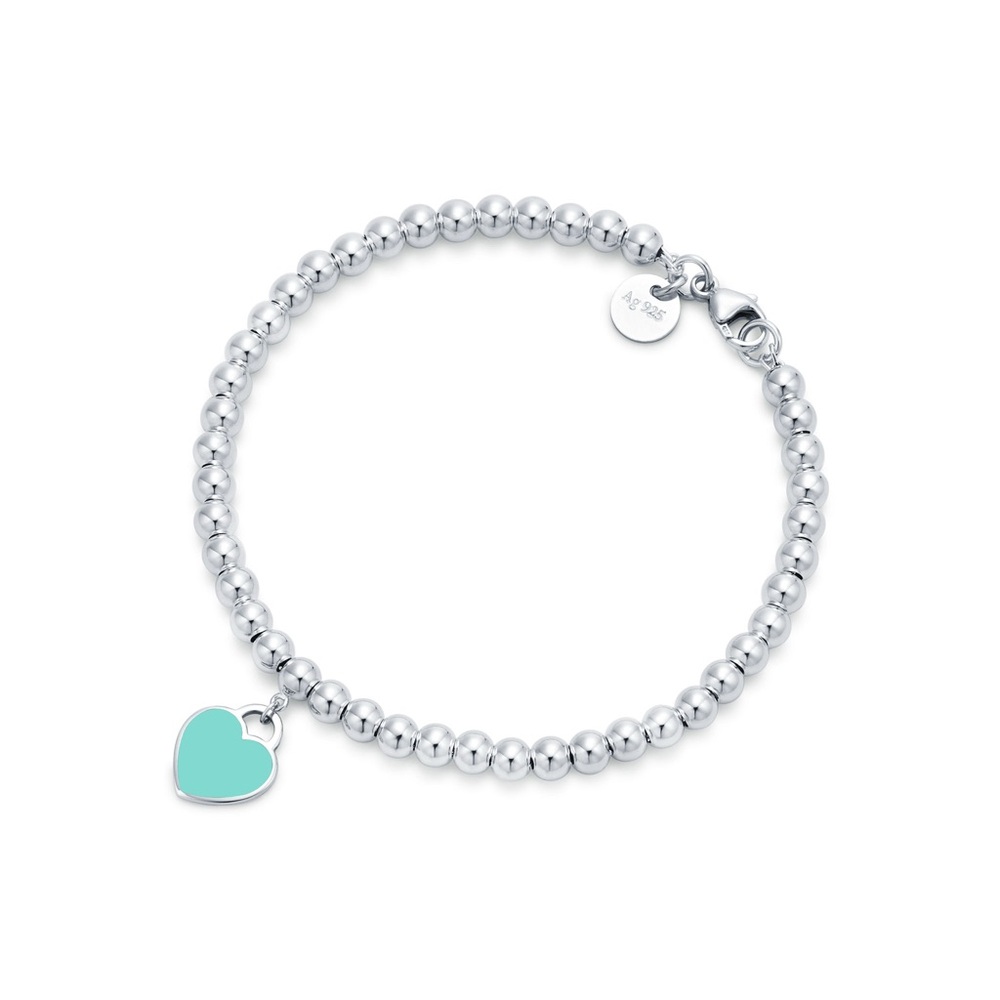 Tiffany and Co. Return to Tiffany Heart Tag Bead Bracelet in Silver